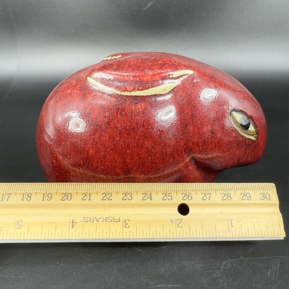 Contemporary Ceramic Bunny Rabbit Figurine Decorative Figure Red Big Eyes Bunny - Picture 3 of 9